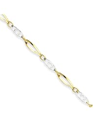 14k Two-Tone 7in Polished Fancy Link Bracelet