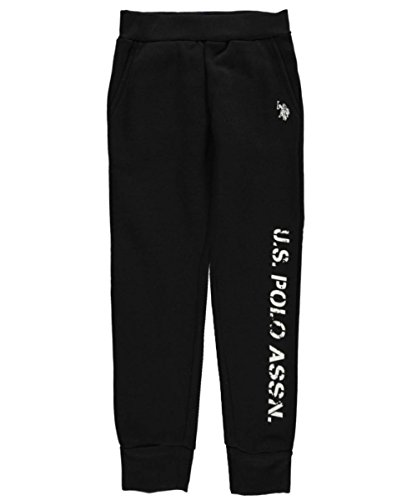 U.S. Polo Assn. Big Boys' Fleece Pull On Pant, Black, 10/12