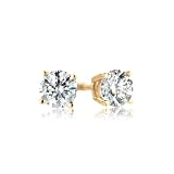 18k Yellow Gold, Round, Diamond 4-Prong Stud Earrings (1/4 cttw, H-I Color, SI1-Si2 Clarity)
