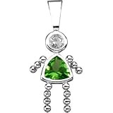 Genuine IceCarats Designer Jewelry Gift 14K White Gold Girl Pendant W/Cz & Trillion Imitation Birthstone. May Girl Pendant W/Cz & Trillion Imitation Birthstone In 14K White Gold