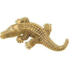 14K Yellow Gold Electroform Alligator Brooch by DivaDiamonds