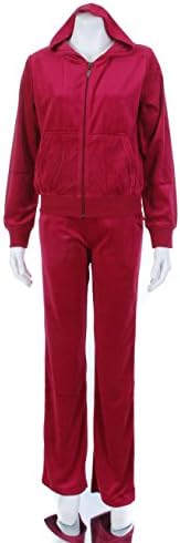 Velour Track Suit with Zipper Hoodie and Elastic Tie-waist Sweat Pant