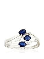 PARIS VENDOME Anillo Bague Saphir 'Nuit sombre (Oro Blanco)