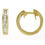 14k Yellow Gold Baguette Diamond Hoop Earrings 1/2 inch x 1/8 inch (1/3 ctw, GH-SI)