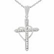 Sterling Silver Heart and CZ Cross Necklace