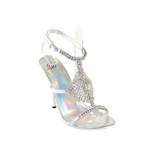 Rhinestone Dress Heel Sandal Silver
