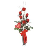Satin Roses Bouquet in Vase - Style 33190