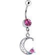 Passion Pink Jeweled INITIAL Dangle Belly Ring - LETTER "C"