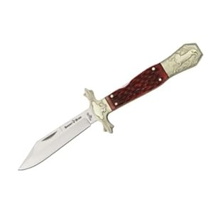 Hammer Brand HB1SMB Folding Horse Bowie Lockback Knife with Stainless Steel Blade and Purple Bone Handle