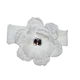 A Girl Company All White Christening Headband and Flower Set for baby and Girl