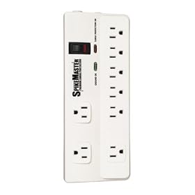Spikemaster SM-BG8 8 Outlet Block, Standard Protection Surge Protector (White)