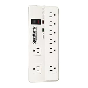 Spikemaster SM-BG8 8 Outlet Block, Standard Protection Surge Protector (White)
