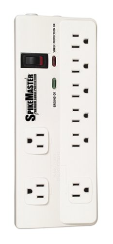 Spikemaster SM-BG8 8 Outlet Block, Standard Protection Surge Protector (White)
