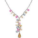 Sterling Silver with Multi Color Cubic Zirconia Drop Necklace