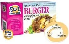 Sol Cuisine Mushroom Rice Burger, 10 Ounce -- 12 per case.