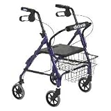 Junior Aluminum Rollator - Blue - Padded Seat