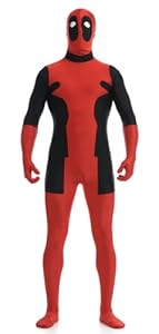 Howriis Unisex Deadpool Lycra Spandex Halloween Zentai Cosplay Costume (XXL, Red/Black)