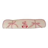 French Waffle Weave Quilted Roll-up Changing Pad with Ties, Pink Embroidered Teddy Bear Motif and Pink Gingham Trim
