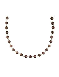 Freshwater Brown Pearl With Yellow Gold Silver Necklace (9.5-10 mm)