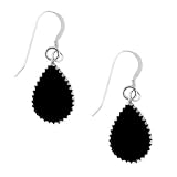Stunning .925 Sterling Silver Black Onyx Earrings 1 Inch Length 3/8 Inch Width