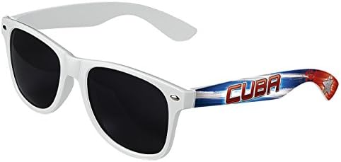 LogoLenses Men's Cuba Country Flag Classic Sunglasses White