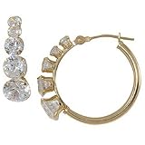 Graduated Cubic Zirconia Journey Hoop Earrings