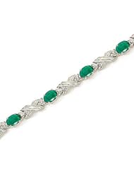 14kt Yellow Gold Oval Emerald and Diamond Bracelet