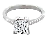 Image of 0.35 Carat E/I1 Princess Certified Diamond Solitaire Engagement Ring in 18ct Solid White Gold