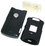 AT&amp;T Cingular Motorola MOTORAZR Razr V3xx Snap-On Solid Black Crystal Case Cover with Removable ...