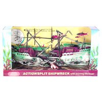 Action Air&reg; Split Shipwreck Live-Action Aerating Aquarium Ornament