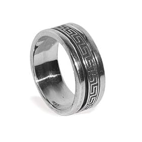 Mens .925 Sterling Silver Greek Key Spin Band Ring by 