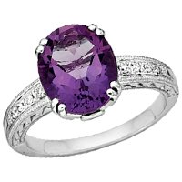14kt. White Gold, Amethyst and Pink Tourmaline Ring with Diamonds by Fred Meyer Jewelers