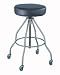 [Item]: With Rubber Tips [Additional Info]: . Durable stainless steel legs and circular heel rest are corrosion-resistant and easy-to-clean for long-lasting performance. 2" thick foam padded seat is upholstered in black vinyl. Height adjustment: 19"-31"