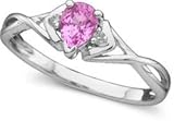 Pink Sapphire Ring Set in 14k White Gold<br>with Diamond Accents