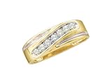 Mens Channel 1/4 ctw. Diamond Wedding Band 2 Tone Gold
