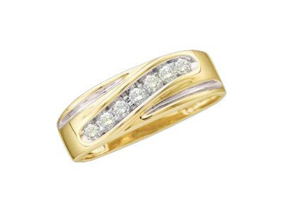 Mens Channel 1/4 ctw. Diamond Wedding Band 2 Tone Gold