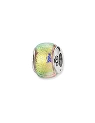 Yellow and White Dichroic Handmade Glass Charm for 3mm Charm Bracelets