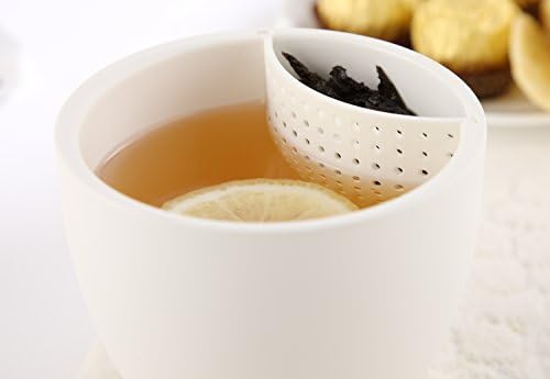 Tea Infuser Cup Teacup Loose Leaf Tea Strainer Brewer Mug - Infusion Brewing Sustainable BPA-Free Plastic Infusing Brew Maker, White