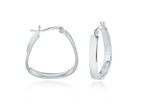 Silver Square Handbag Shape Hoop Earrings