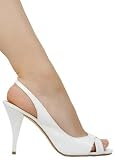 Vintage Stylish Open Toe Sling-back with Sexy Open Arch from Hot Fash Shoes - LEIBE White