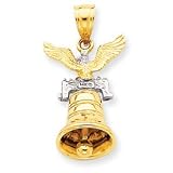 14k Two-Tone 3-D Cracked Liberty Bell with Eagle Pendant