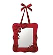 Sugared Fruit Red Velveteen Floral Overlay Mirror Wall Decoration 10"
