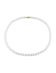 14k Yellow gold 6-6.5 MM Akoya Cultured Pearl Strand, 16"