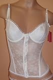 Betsey Johnson Floral Lace Zip Front Corset with Lined Cups