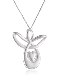 Sterling Silver Angel with Heart Pendant Necklace, 18"