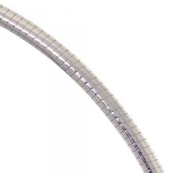 18 Inch 4mm Wide Omega Necklace in Solid 14K White Gold