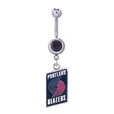 Portland Trailblazers 316L Stainless Steel Belly Ring with Cubic Zirconia - 14G - 5/8 Inch Bar Length - Sold Individually