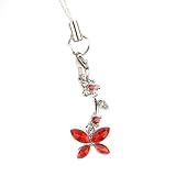 Hand Crafted Cellular Phone Charm - Flower Cascading - Red