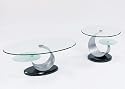 Elegant Modern Contemporary Glass Brushed Chrome Coffee Table and End Table Set