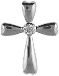14K White Gold Diamond Cross Pendant with 18" Chain
